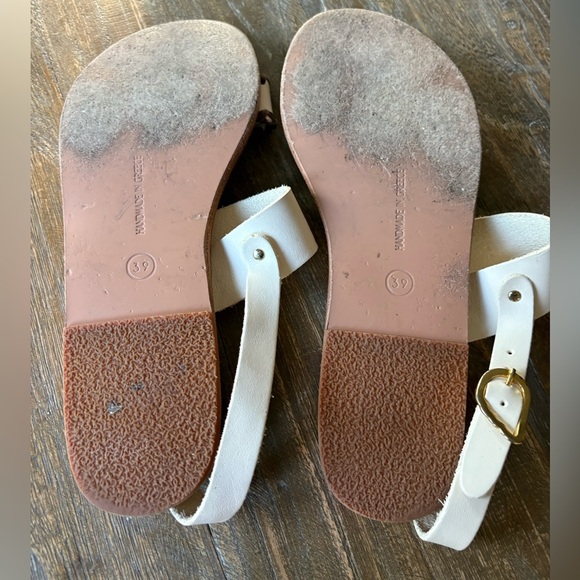 Ancient Greek Clio Strap Sandals White Leather - Picture 7 of 8